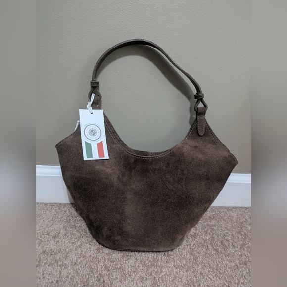 Brown Genuine Leather Made In Italy Italian Hand Bag Handbag Shoulder Bag Purse - Picture 2 of 12